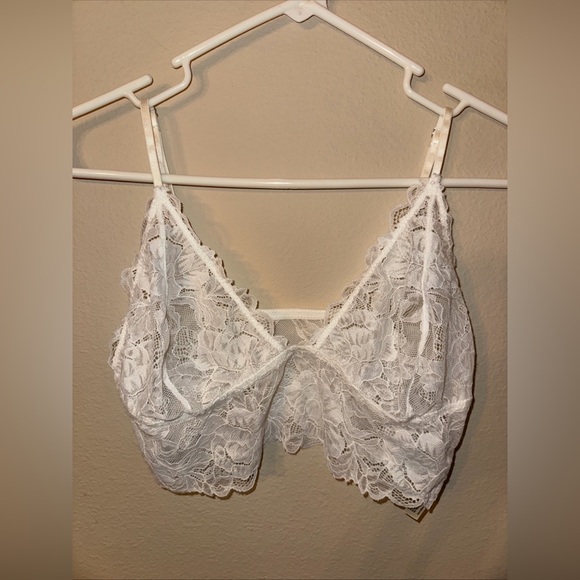 Free People Everyday Lace‎ Longline Women's Large White Bra Bralette - Picture 1 of 4
